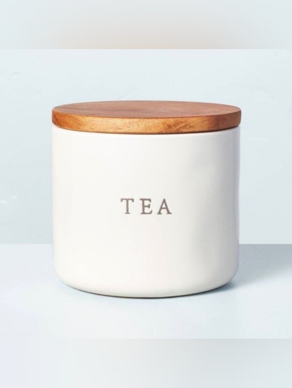 Hearth & Hand Magnolia 16oz Stoneware Tea Canister with Wood Lid Cream/Brown
